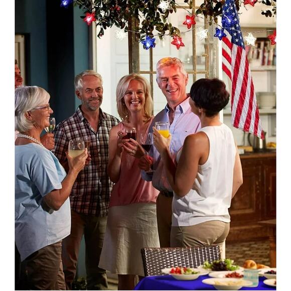 2 Sets of Red White & Blue Star Shape LED String Lights Memorial Day 4th Of July - Picture 8 of 8